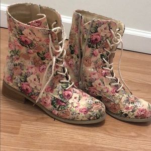 Floral combat boots